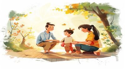 亲子打屁股视频创作指南文章配图，温馨家庭场景父母孩子互动阳光明媚